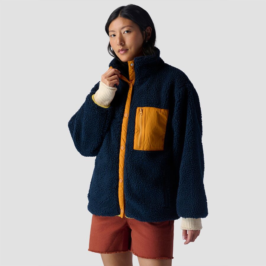 Mixed Fabric Fleece Jacket - Women's