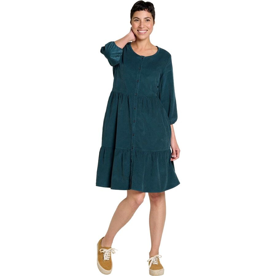 Scouter Cord Tiered Long-Sleeve Dress - Women's
