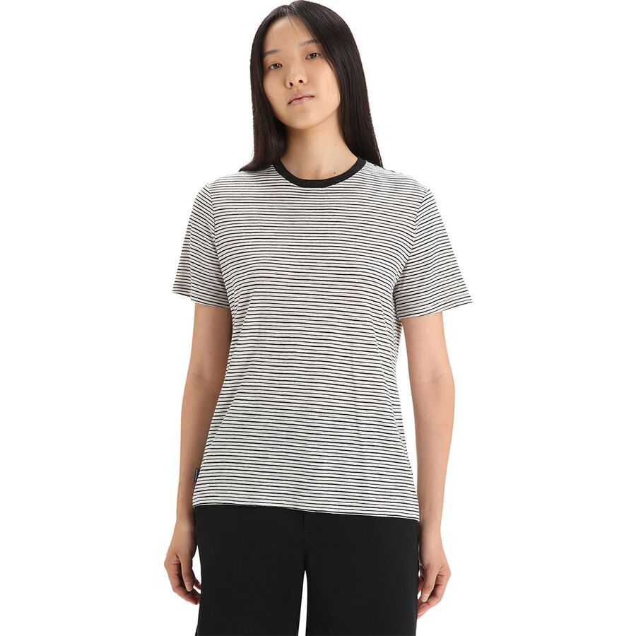 Merino Linen Short-Sleeve Stripe T-Shirt - Women's