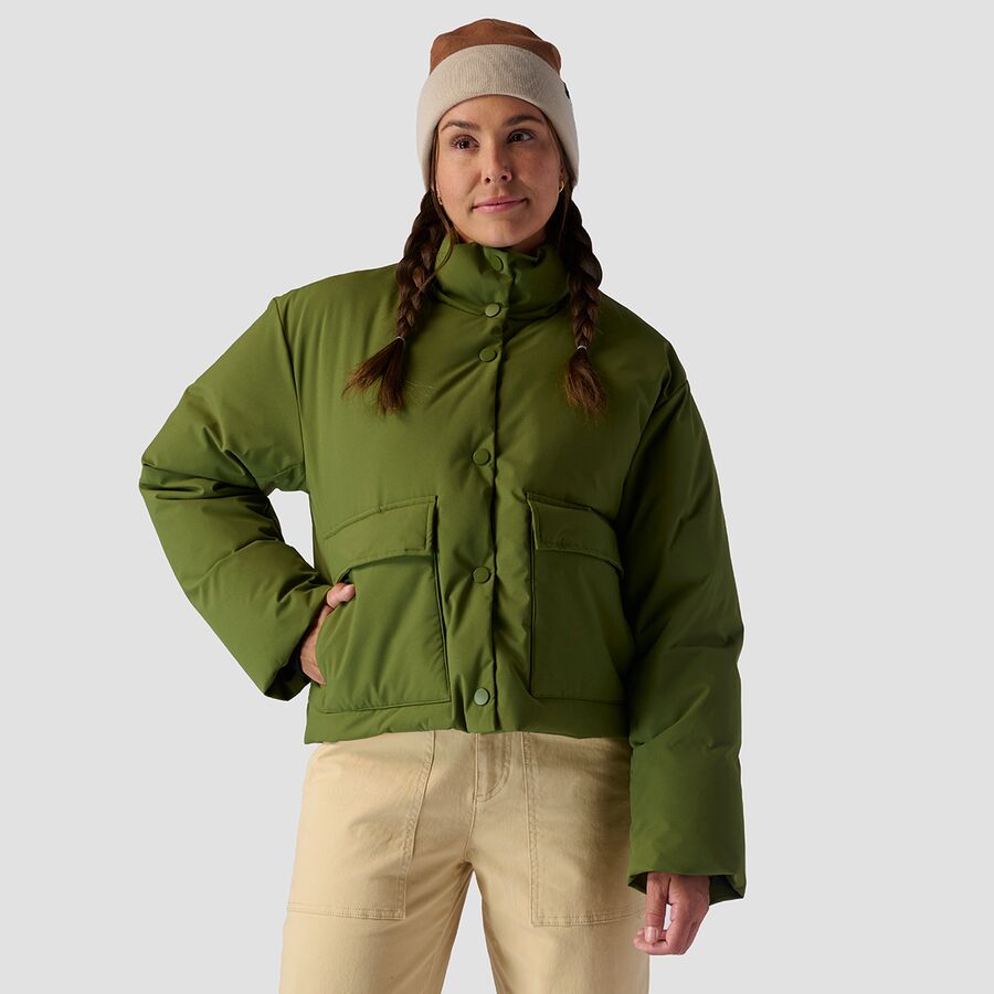 Cropped Boxy Snap Front Puffer - Women's