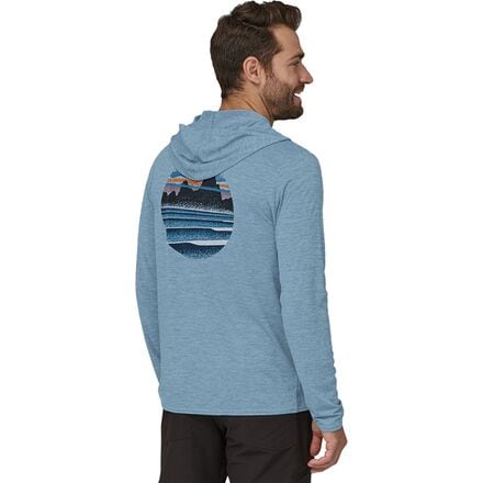 Patagonia - Cap Cool Daily Graphic Hooded Shirt - Men's - Skyline Stencil: Steam Blue X-Dye