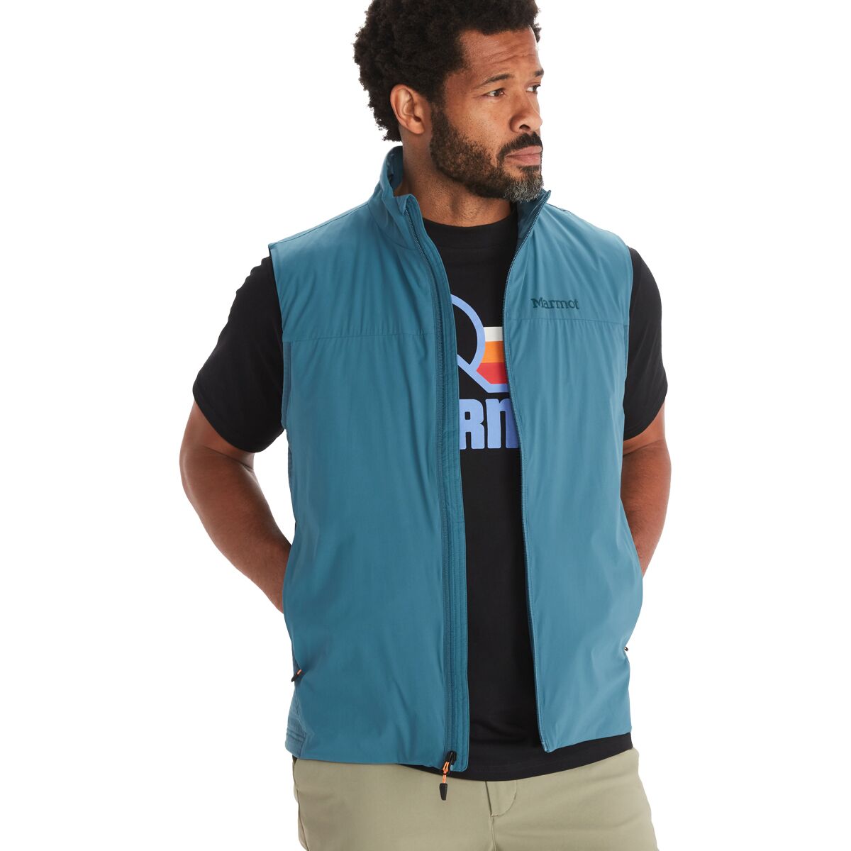 Marmot Softshell Vest, Men's Size L polyester blue type Vintage Second Hand