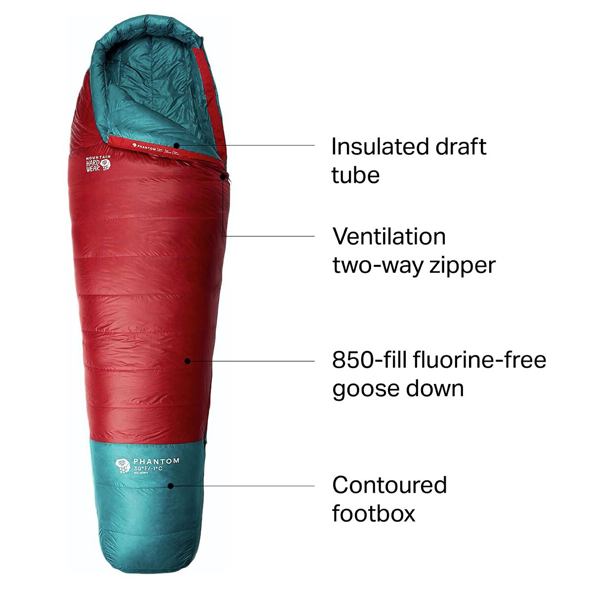 Mountain Hardwear Phantom Sleeping Bag 30F Down Hike & Camp