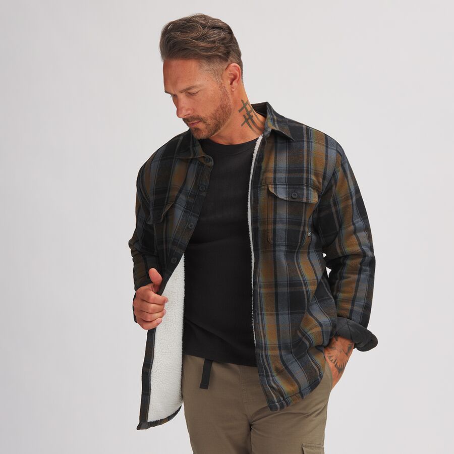 Flannel Sherpa Lined Shirt Jacket - Men's