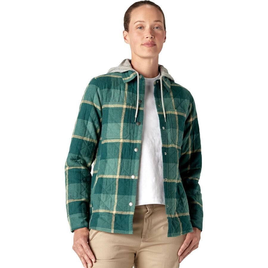 Hooded Flannel Shirt Jacket - Women's