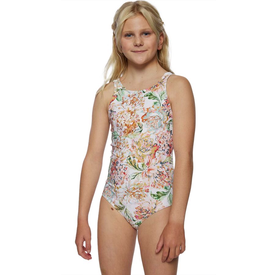 Arden Floral Tie Straps One-Piece Swimsuit - Girls'
