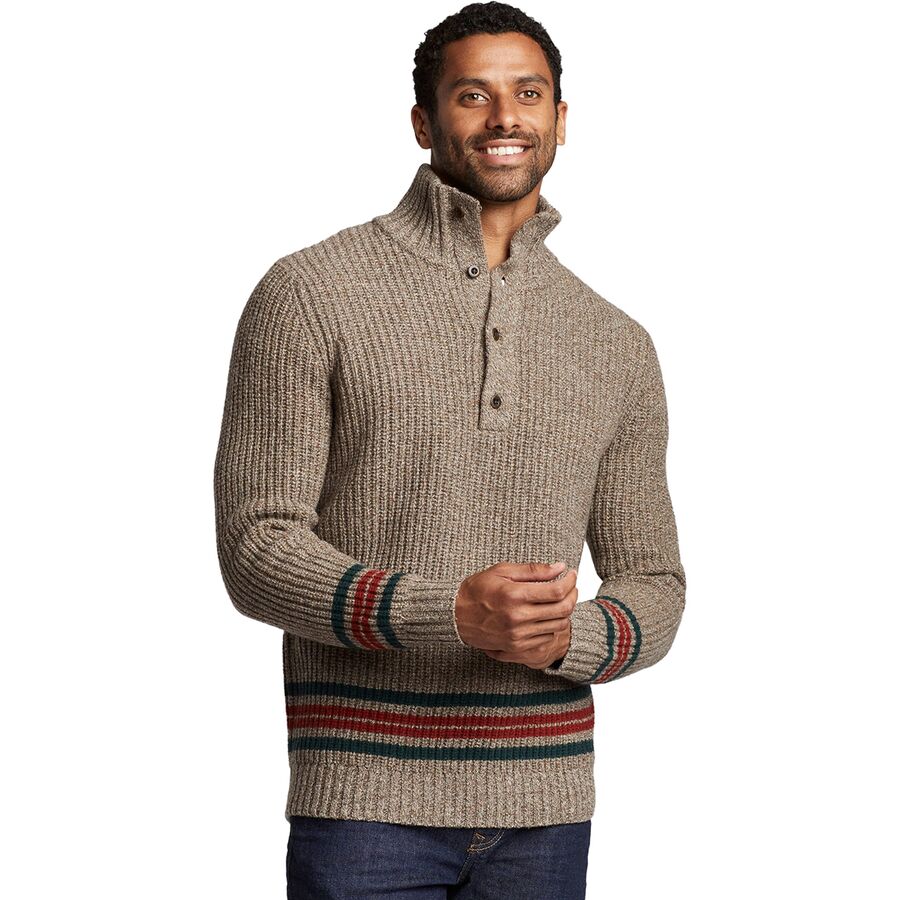 Stripe Button Henley Sweater - Men's