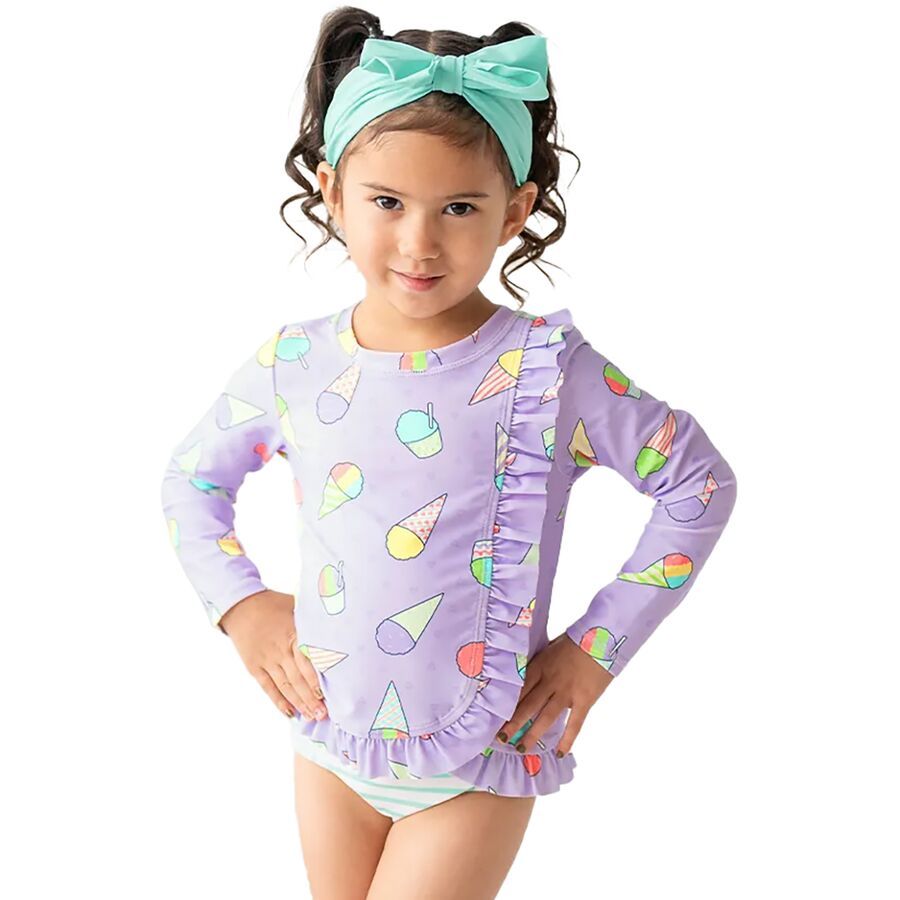 Ruffled Long-Sleeve Rash Guard 2-Piece - Toddler Girls'