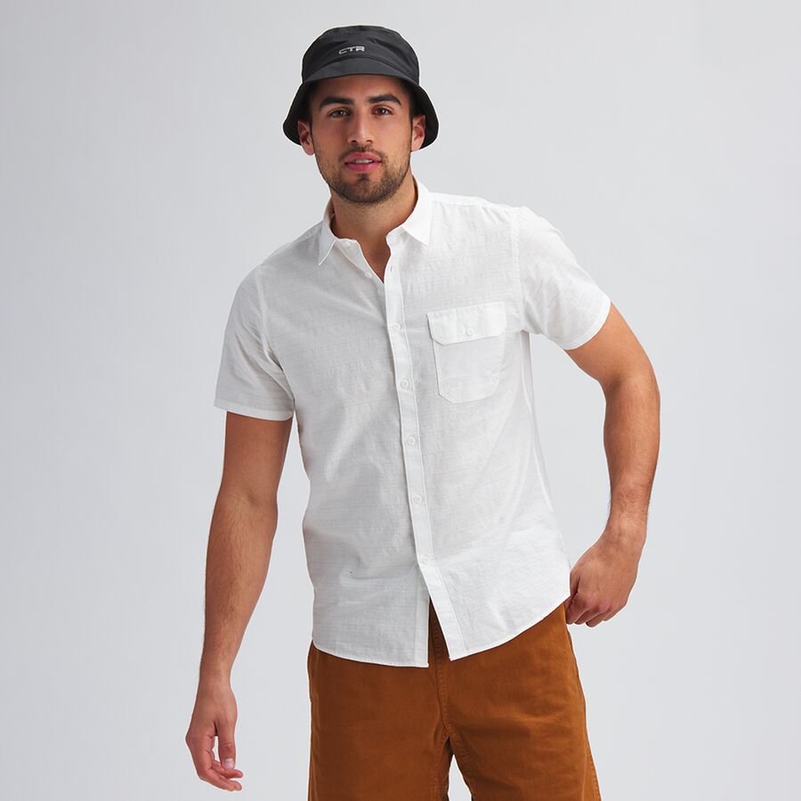 Solid Texture Short-Sleeve Button-Down Shirt - Men's