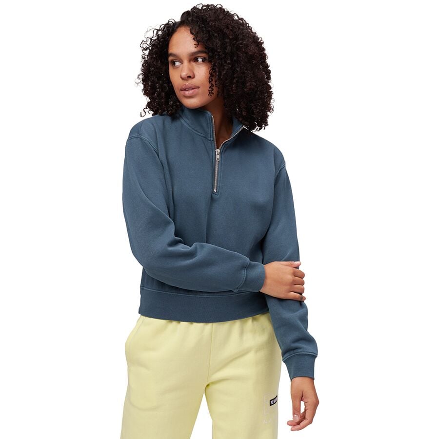 Cotton Cropped 1/4-Zip Pullover - Women's