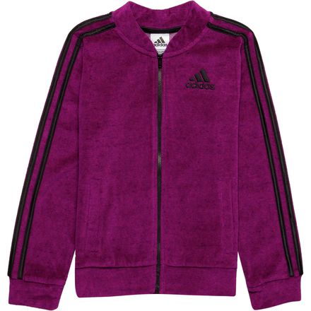 Adidas - Pink Velour Bomber Jacket - Girls'