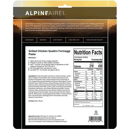 AlpineAire - Grilled Chicken Quattro Formaggi Pasta