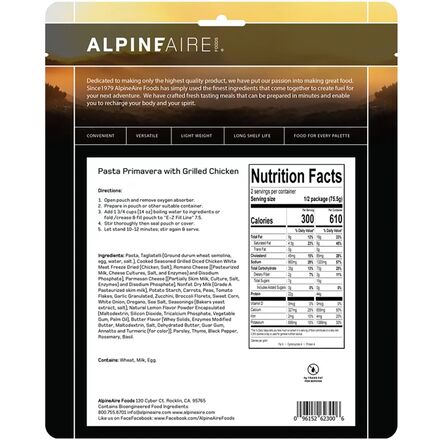 AlpineAire - Pasta Primavera with Grilled Chicken