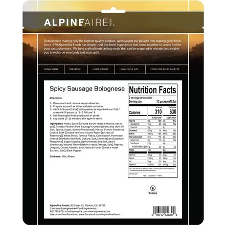 AlpineAire - Spicy Pasta Bolognese