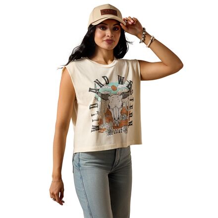Steer Skull Landscape T-Shirt - Women's