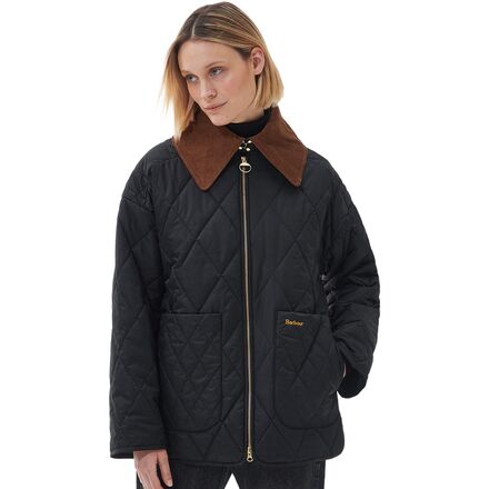 Barbour - Woodhall Quilt Jacket - Women's - Black/Black/Sage Tartan