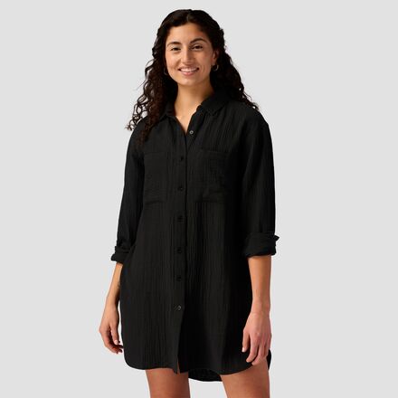Long Cotton Gauze Long-Sleeve Button-Down - Women's