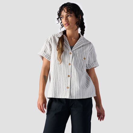 Backcountry - Textured Cotton Short-Sleeve Button Up - Women's - Egret Stripe