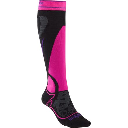 Bridgedale - Midweight Merino Endurance Ski Sock - Women's - Black/Fluo Pink