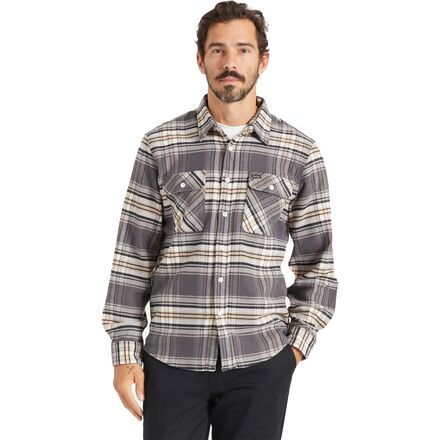 Brixton - Bowery Stretch X Flannel Shirt - Men's - Black/Charcoal/Mojave