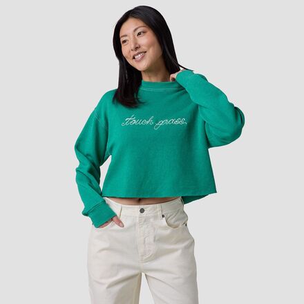 Touch Grass Cropped Chainstitch Sweatshirt - Women's