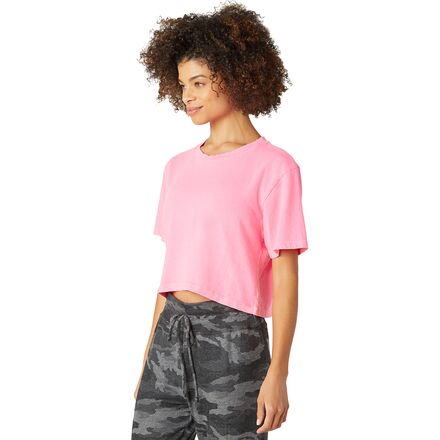 Beyond Yoga - Stay In Oversized Cropped T-Shirt - Women's - Washed Electric Pink