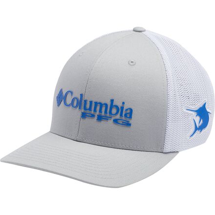 Columbia - PFG Mesh Trucker Hat - Men's - Cool Grey/White/Vivid Blue/Marlin