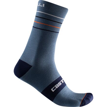 Castelli - Endurance 15 Sock - Light Steel Blue/Pop Orange/White