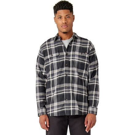 Dickies - Flex Flannel Relaxed Long-Sleeve Shirt - Men's - Black Grey Multi Plaid
