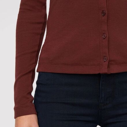 DU/ER - Ribbed Pima Fitted Button Down Top - Women's