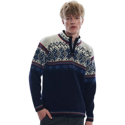 Dale of Norway - Vail Sweater - Men's - Midnight Navy/Red Rose/Off White/Indigo/China Blue