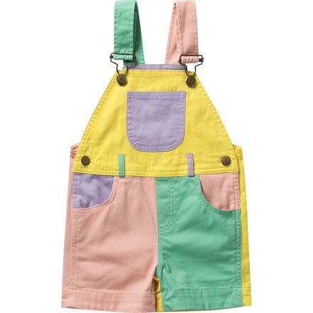Dotty Dungarees - Colourblock Pastel Short Overalls - Toddlers' - Pastel