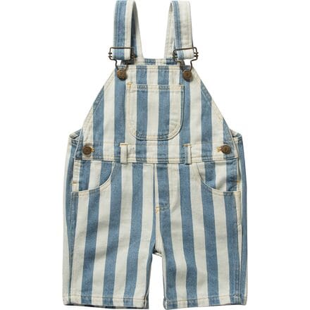 Dotty Dungarees - Faded Stonewash Stripe Short Overalls - Infants' - Blue stripe