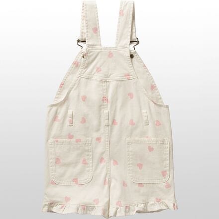 Dotty Dungarees - Pink Heart Frill Short Overalls - Toddlers'