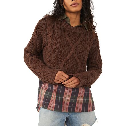 Free People - Cutting Edge Cable Sweater - Women's - Chocolate