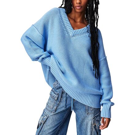 Free People - Alli V Neck Sweater - Women's - Placid Blue