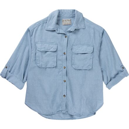 Free People - Made For Sun Linen Shirt - Women's - Faded Denim