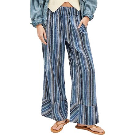 Free People - Days End Linen Stripe Pant - Women's - Indigo Combo