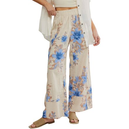 Free People - Days End Printed Linen Pull On Pant - Women's - Ivory Combo-Floral