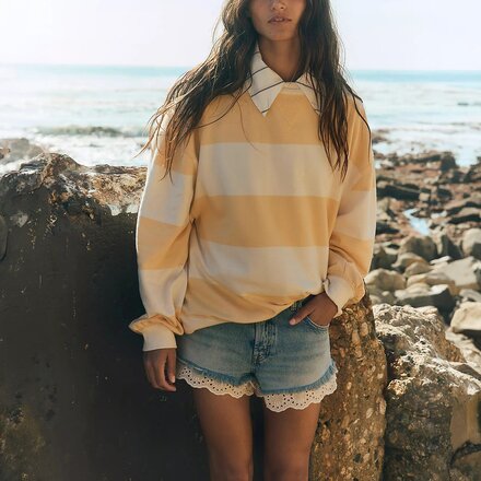 Free People - Classic Stripe Crew Wide Sweatshirt - Women's