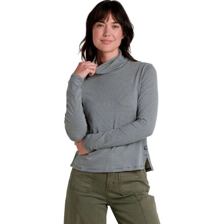 Toad&Co - Maisey T-Neck Top - Women's - Oatmeal Micro Stripe