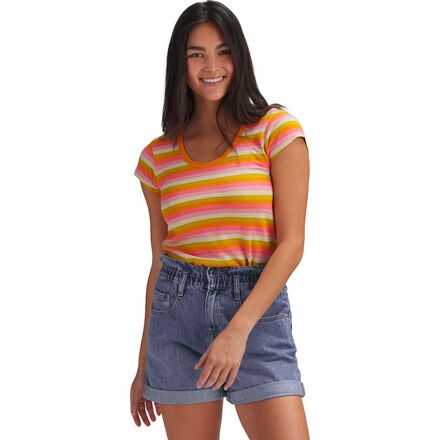 Toad&Co - Grom Ringer T-Shirt - Women's - Begonia Ombre Stripe