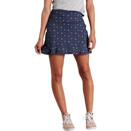 Toad&Co - Chaka Ruffle Skirt - Women's - True Navy Tile Print