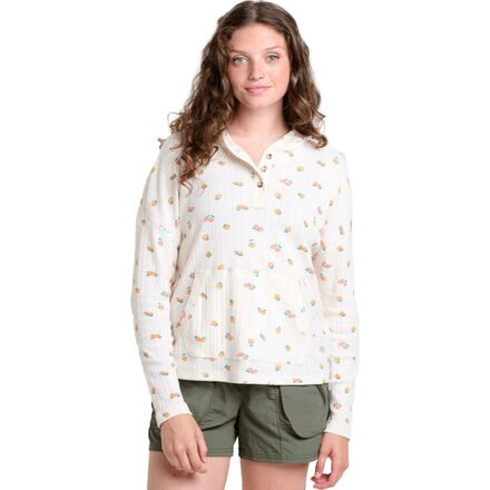 Toad&Co - Foothill Pointelle Long-Sleeve Hoodie - Women's - Salt Nasturtium Print