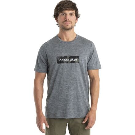 Icebreaker - Merino 150 Tech Lite II T-Shirt Natural Shades Logo - Men's - Gritstone Heather