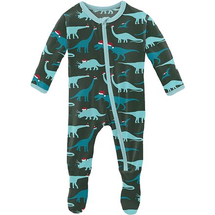 Kickee Pants - Footie Zipper Pajama - Santa Dinos - Infants'