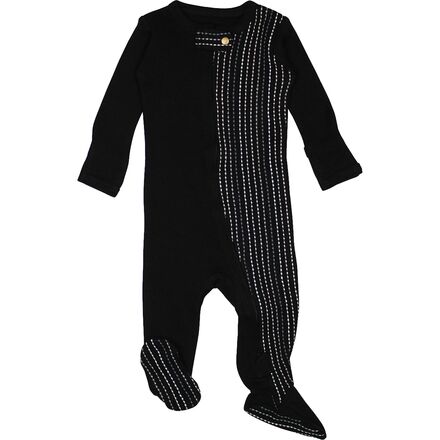 L'oved Baby - Embroidered Zipper Footie - Infants' - Black Dash