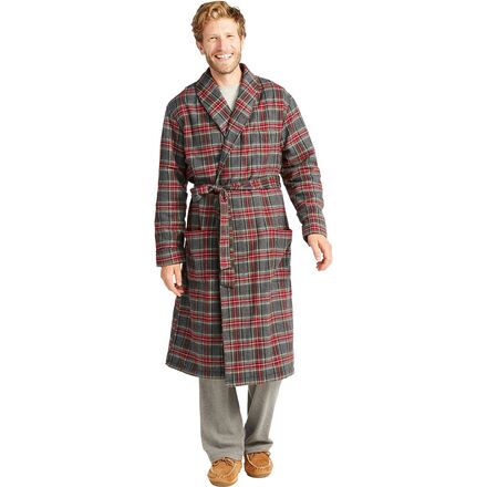Scotch Plaid Flannel Sherpa Lined Robe - Men's