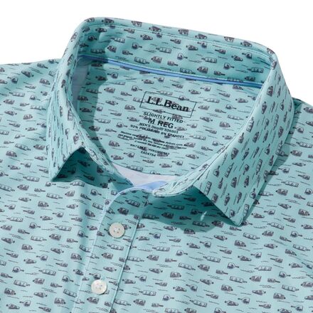 L.L.Bean - Comfort Stretch Perf Party SS Print Reg Polo Shirt - Men's