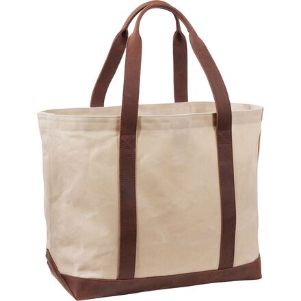 L.L.Bean - Leather-Trim Waxed Canvas Tote Bag - Brown Leather
